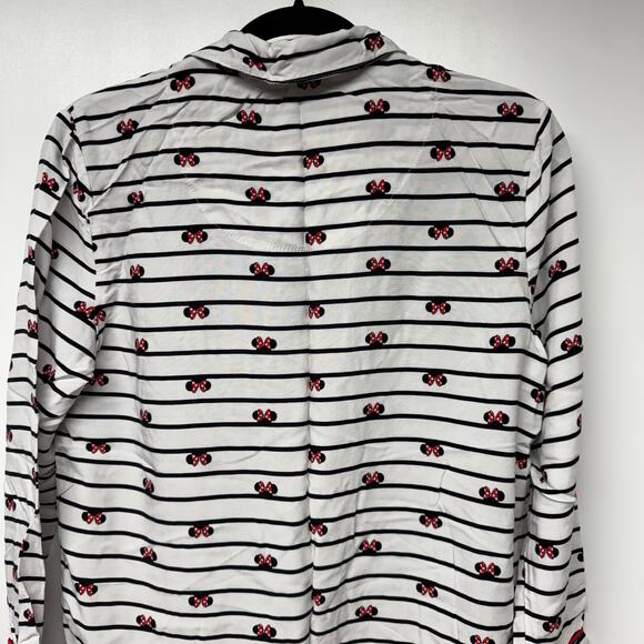 Disney Minnie Mouse Striped Nightshirt Dress Women Size Small Black White Red - Picture 4 of 12